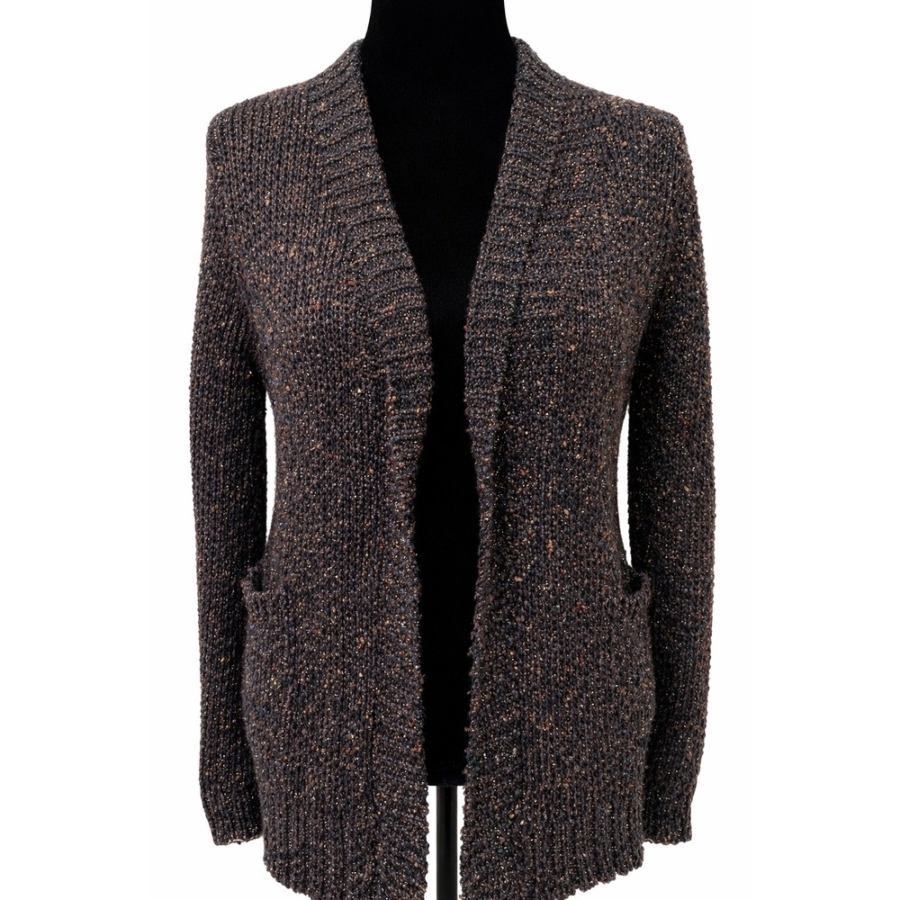 Anthropologie Sparkle & Fade Womens Open Front Cardigan Size‎ XS Brown Metallic